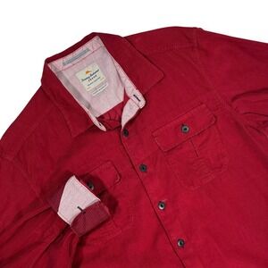 Tommy Bahama Jeans Mens Red Corduroy Long Sleeve Island Modern Fit Shirt L